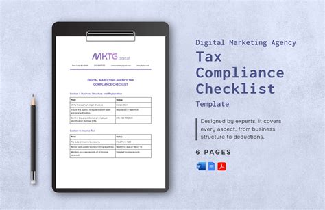 Digital Marketing Agency Tax Compliance Checklist Template in PDF, Word ...