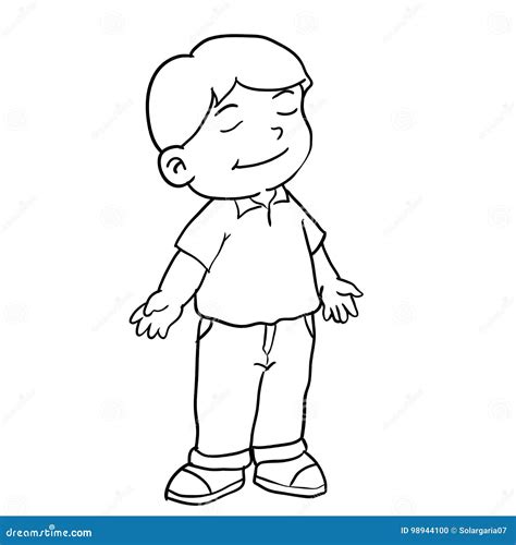 Hand Drawing Of Boy Standing -Vector Illustration | CartoonDealer.com ...