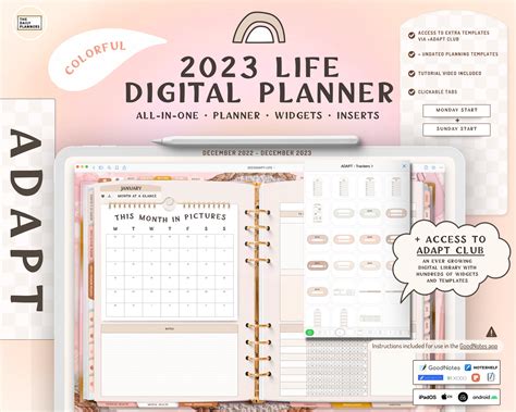 2023 ADAPT LIFE Digital Planner Colorful DATED - Etsy UK