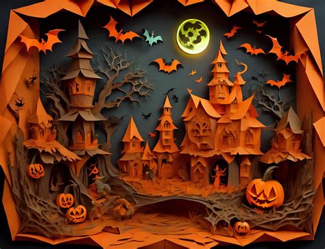 ORIGAMI HALLOWEEN SCENE 3 by ebenblue on DeviantArt