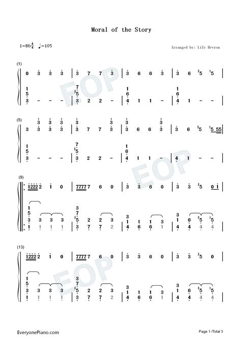 Moral of the Story-Ashe Numbered Musical Notation Preview