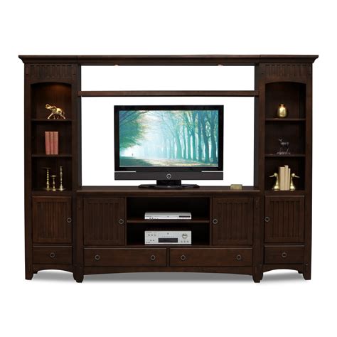 Arts & Crafts 4-Piece Entertainment Wall Unit - Chocolate | American ...