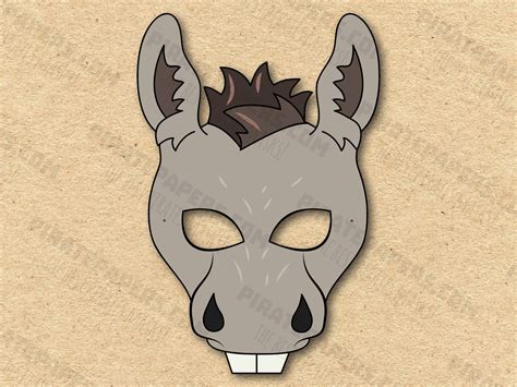 Donkey Mask Printable, Paper DIY for Kids and Adults. PDF Template ...