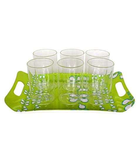 Borosil Vision Glasses 295ml, Set of 6 With Melamine Tray, Size Medium ...