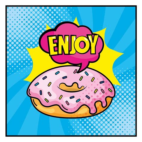 Donut with lettering pop-art style 1339010 Vector Art at Vecteezy