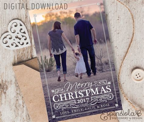 Merry Christmas Photo Card PRINTABLE - Etsy