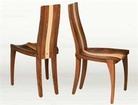 Custom Made Modern Dining Chair In Solid Walnut Wood With Carved Seat, Comfortable Curved Back ...