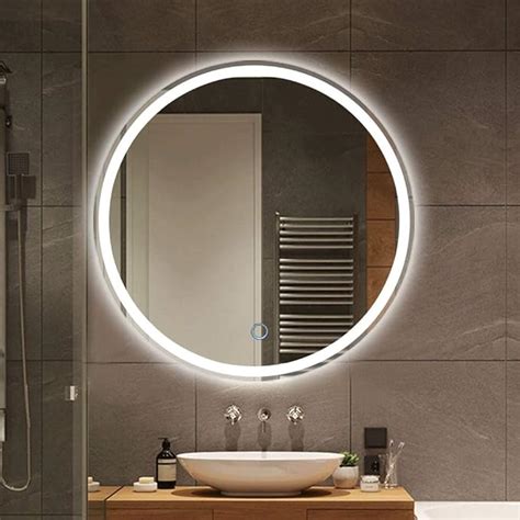 500mm 600mm Bathroom Mirror With Lights Touch Button LED Illuminated ...