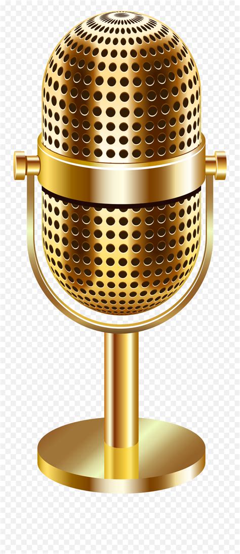 Microphone Clipart Glitter - Transparent Background Transparent Golden ...