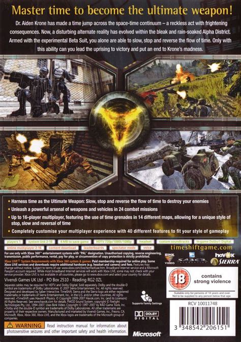 TimeShift (2007) Xbox 360 box cover art - MobyGames