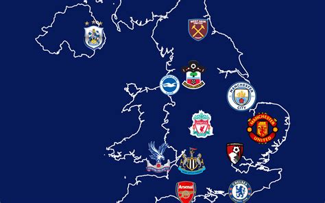 Map Of Premier League Teams In England