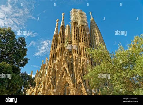 The north face of the Sagrada Familia, Basílica de la Sagrada Familia designed by Antoni Gaudi ...