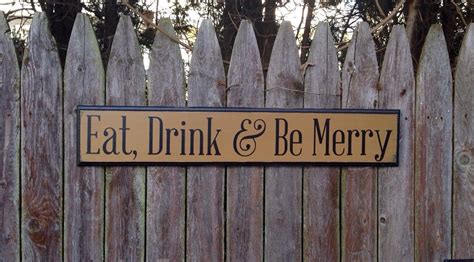 Eat Drink & Be Merry Kitchen Dining Area Wooden Sign with