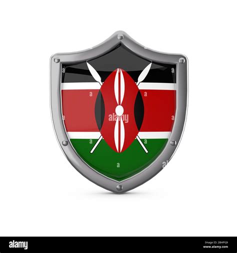 Kenya security concept. Metal shield shape with national flag Stock ...