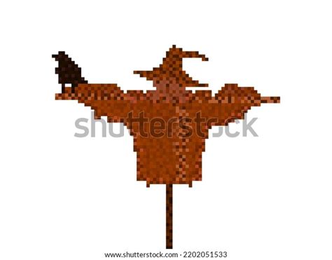 Scarecrow Crow Pixel Art Style Isolated Stock Vector (Royalty Free) 2202051533 | Shutterstock