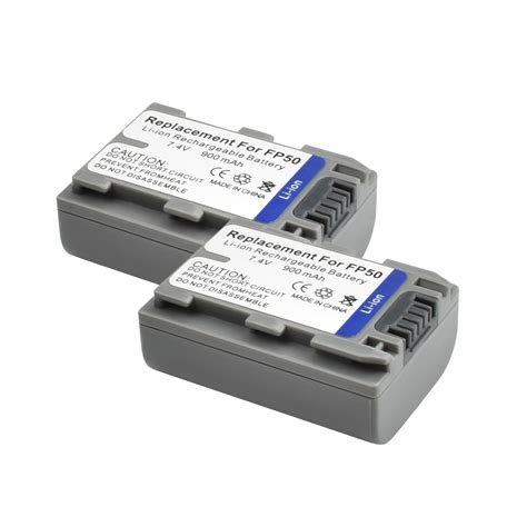 2X 7.4V 900mAh Li ion NP FP50 Rechargeable Battery for SONY FP51 DCR ...