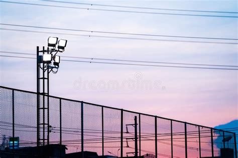 Twilight Sky Over the Football Field Stock Photo - Image of game ...