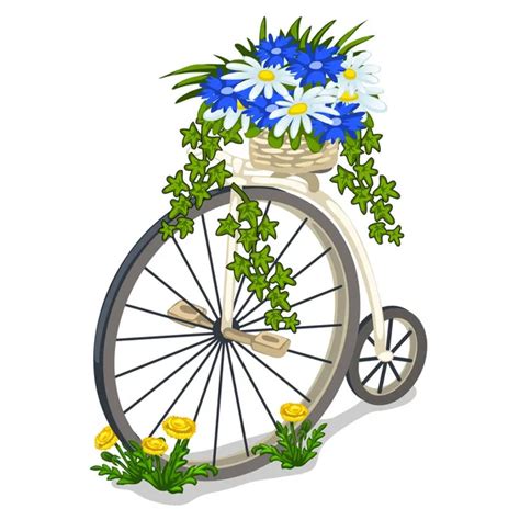 Bicycle decorated with flowers on white background — Stock Vector ...