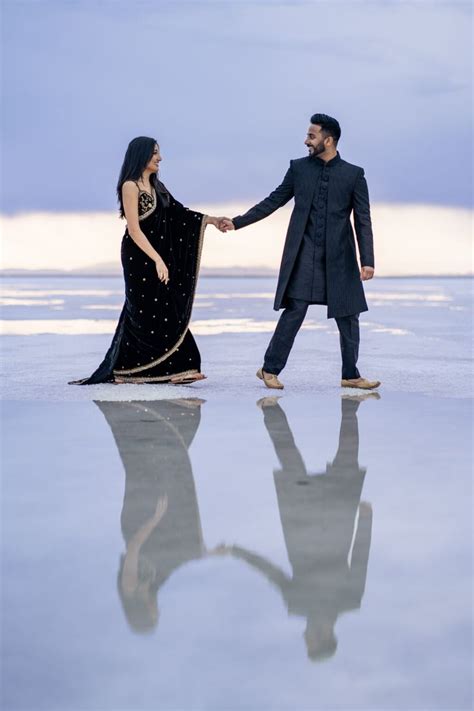 Bonneville Salt Flats Sunrise Engagement Photos