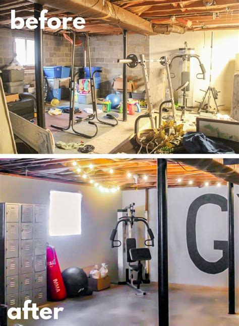 Creating a Home Gym in an Unfinished Basement on a $100 Budget - Lovely Etc.