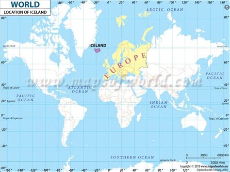 World Map Showing Iceland – Map Vector