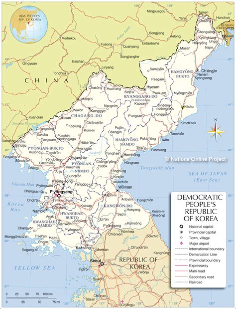 Administrative Map of North Korea - Nations Online Project
