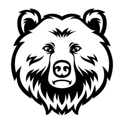 Premium Vector | Bear head mascot logo black and white