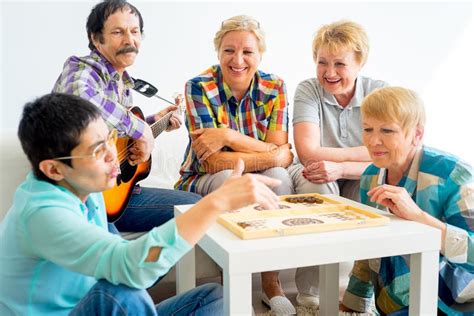 Senior People Playing Board Games Stock Photo - Image of elderly, grandfather: 102173642