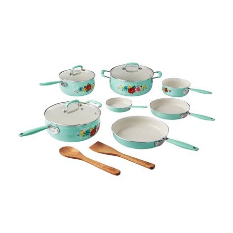 The Pioneer Woman 12 pieces Classic Ceramic Cookware Set, Decal ...