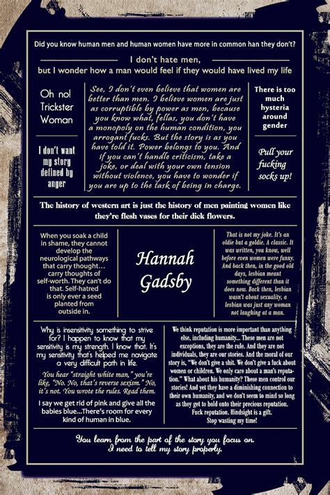 Hannah Gadsby Nanette Quote Collection Poster - Etsy