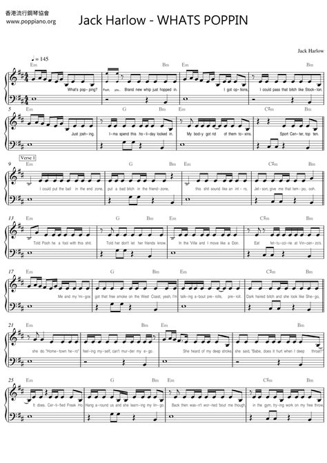 Jack Harlow-What's Poppin' Sheet Music pdf, - Free Score Download ★