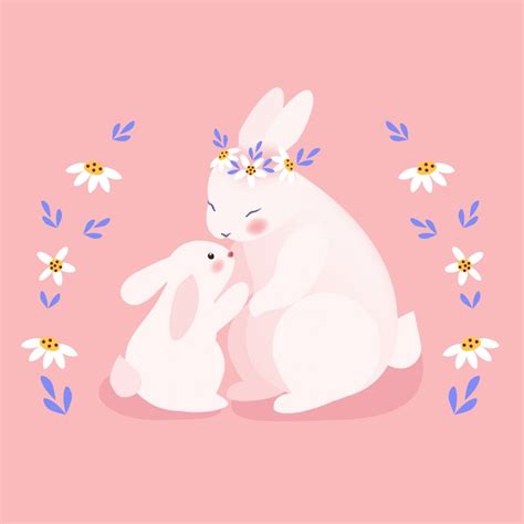 Premium Vector | Cute mommy and baby bunny