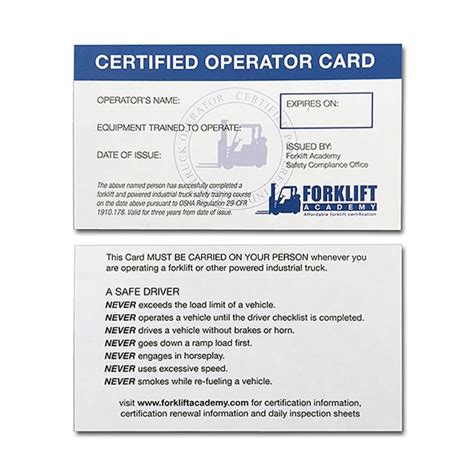 Printable Forklift Certification Cards | TUTORE.ORG - Master of Documents