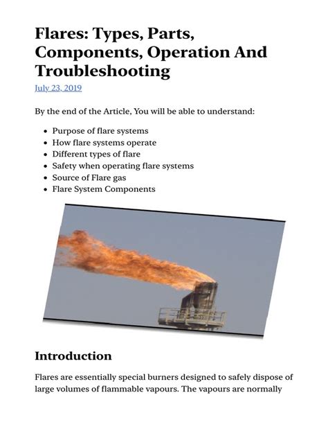 Flares - Types, Parts, Components, Operation and Troubleshooting | PDF | Combustion | Natural Gas