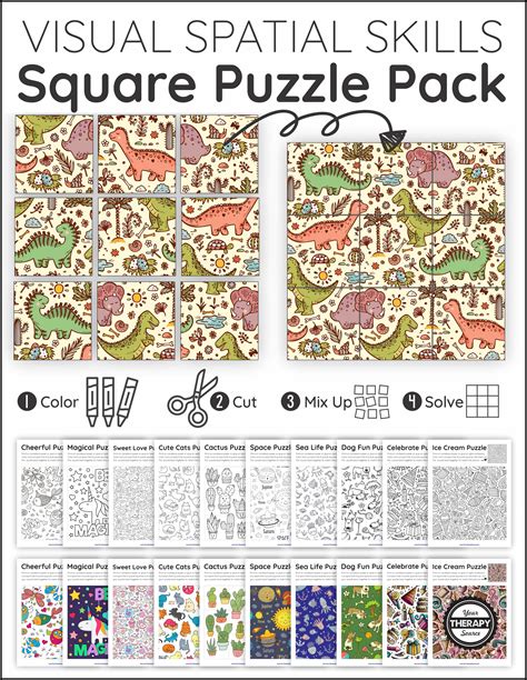 Visual Spatial Puzzles - Square Puzzle Pack - Your Therapy Source