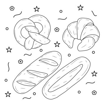 Doodle Food Bakery Collections Vector, Food, Bakery, Bread PNG and Vector with Transparent ...