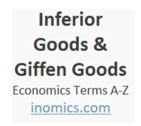 Inferior Goods & Giffen Goods | INOMICS