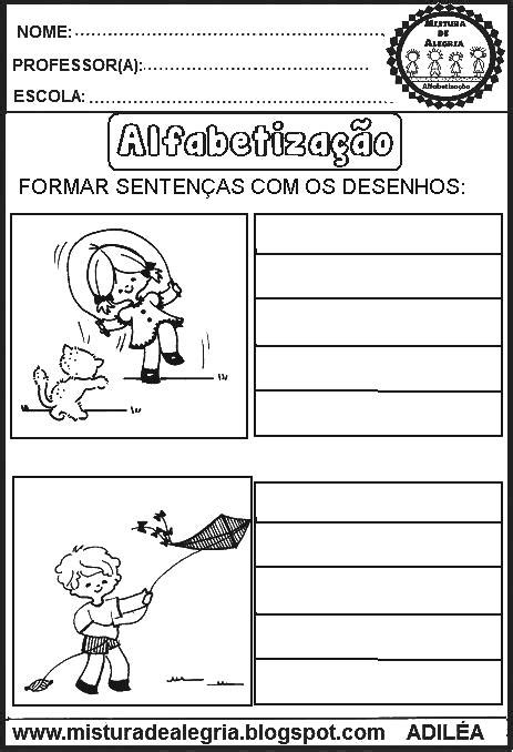 ATIVIDADES DE ALFABETIZAÇÃO 3º ANO - FRASES - Mistura de Alegria