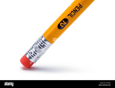 Number Two Pencil Eraser Close Up Cut Out on White Stock Photo - Alamy