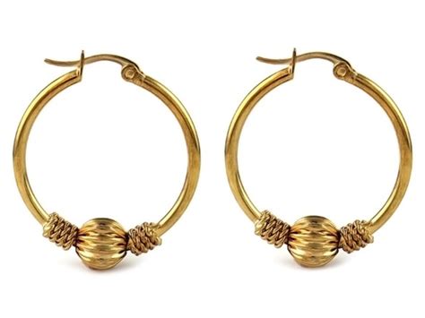 18kt Gold Plated 28mm Ball Hoops