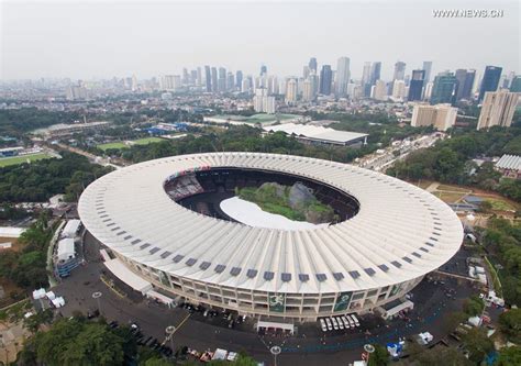 Aerial view of Gelora Bung Karno (GBK) Main Stadium in Jakarta - Xinhua ...