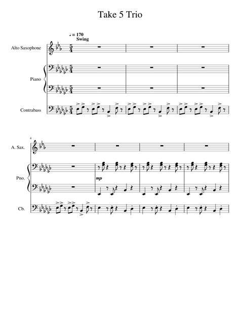 Take_5_ Jazz Trio Sheet music for Piano, Saxophone (Alto), Contrabass ...