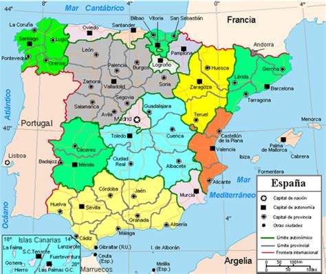 Spain with provinces and autonomous communities division 2004