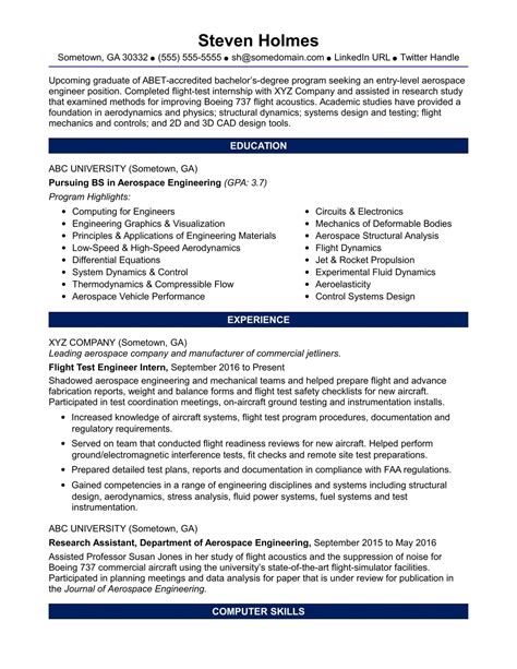 11 Aeronautical Engineer More energizing Resume Format