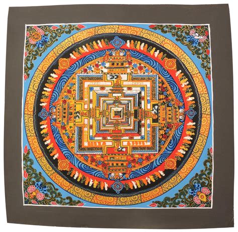 Handmade Kalachakra mandala Tibetan Thangka Painting From Nepal (Sky Blue) - Walmart.com ...