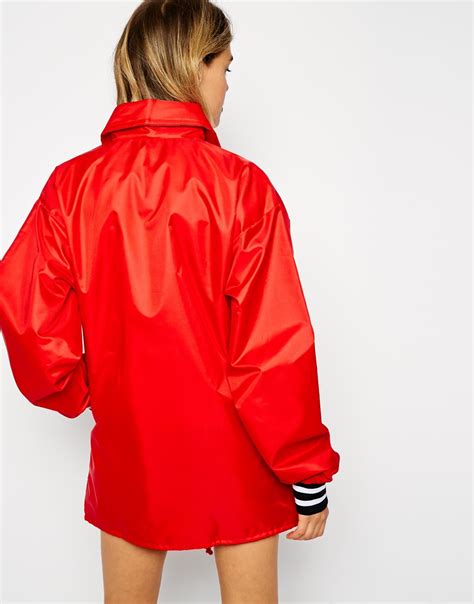 ASOS Reclaimed Vintage Coach Jacket With Ribbed Cuff in Red - Lyst