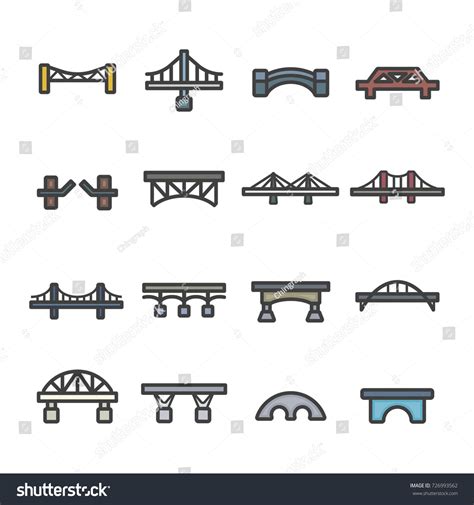 Bridge Line Icon Set Vector Stock Vector (Royalty Free) 726993562 ...