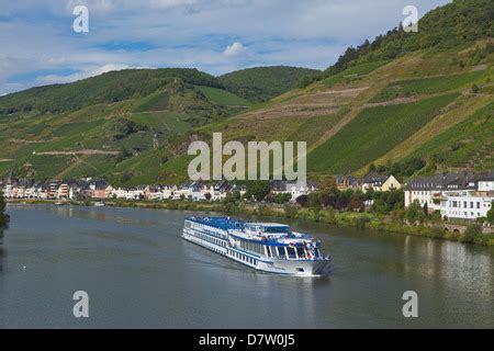 River Cruise on Mosel River near Zell, Mosel Valley, Germany Stock ...