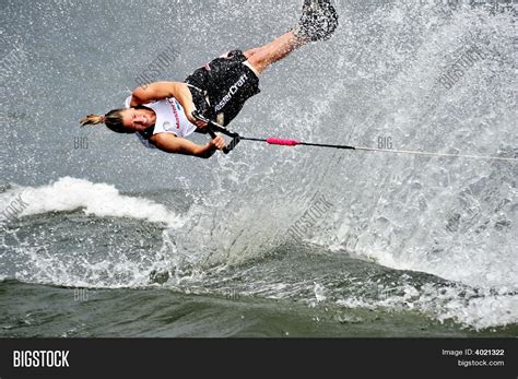 Water Ski In Action: Woman Shortboard Tricks Stock Photo & Stock Images ...