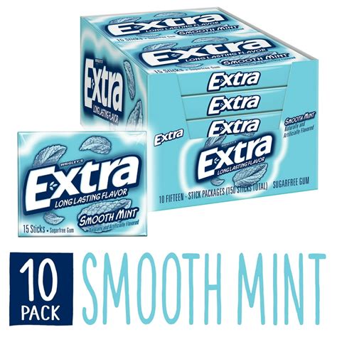 EXTRA Gum Smooth Mint Chewing Gum, 15 Pieces (Pack of 10) - Walmart.com ...